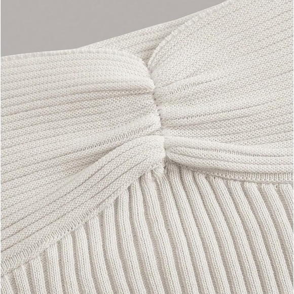 Cream Ribbed Crop Top - Picture 4 of 6